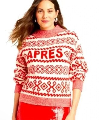 NWT A New Day Red Apres Sweater Ski Snow Bunny Preppy HOLIDAY Fair Isle | eBay US