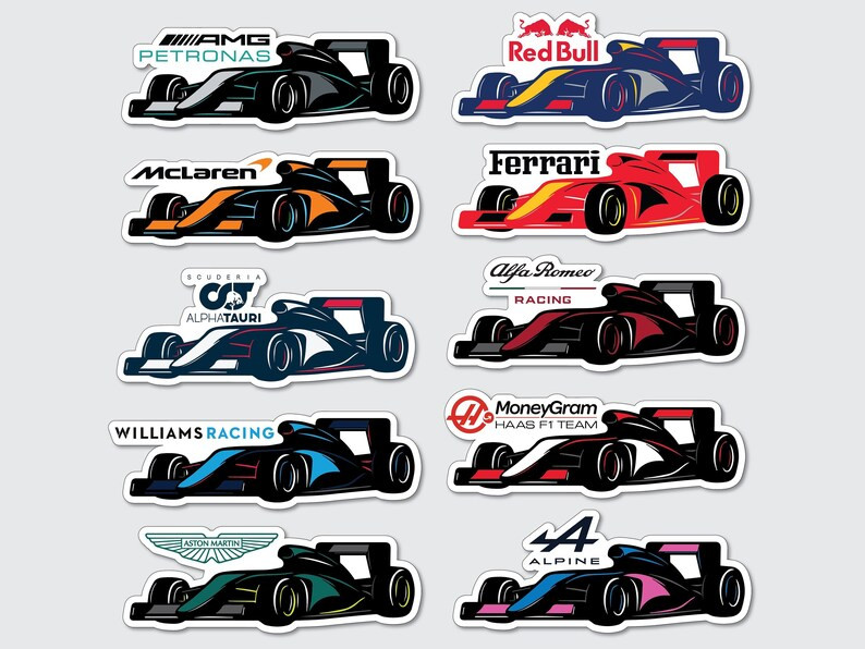 Formula 1 2023 Team Car Stickers | Mercedes McLaren Ferrari Red Bull Ferrari Aston Martin Alpha R... | Etsy (US)