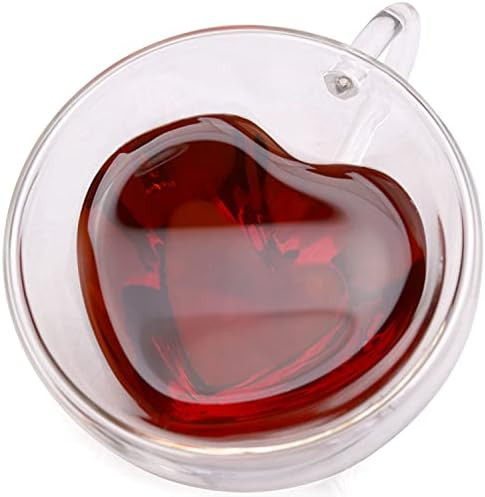 Glow Castle Heat resistant creative double layer heart cup clear glass milk cup (240ml) | Amazon (US)