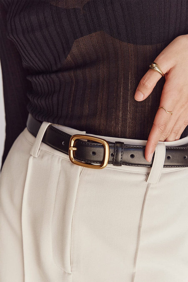 BRADFORD BLACK LEATHER BELT | DISSH