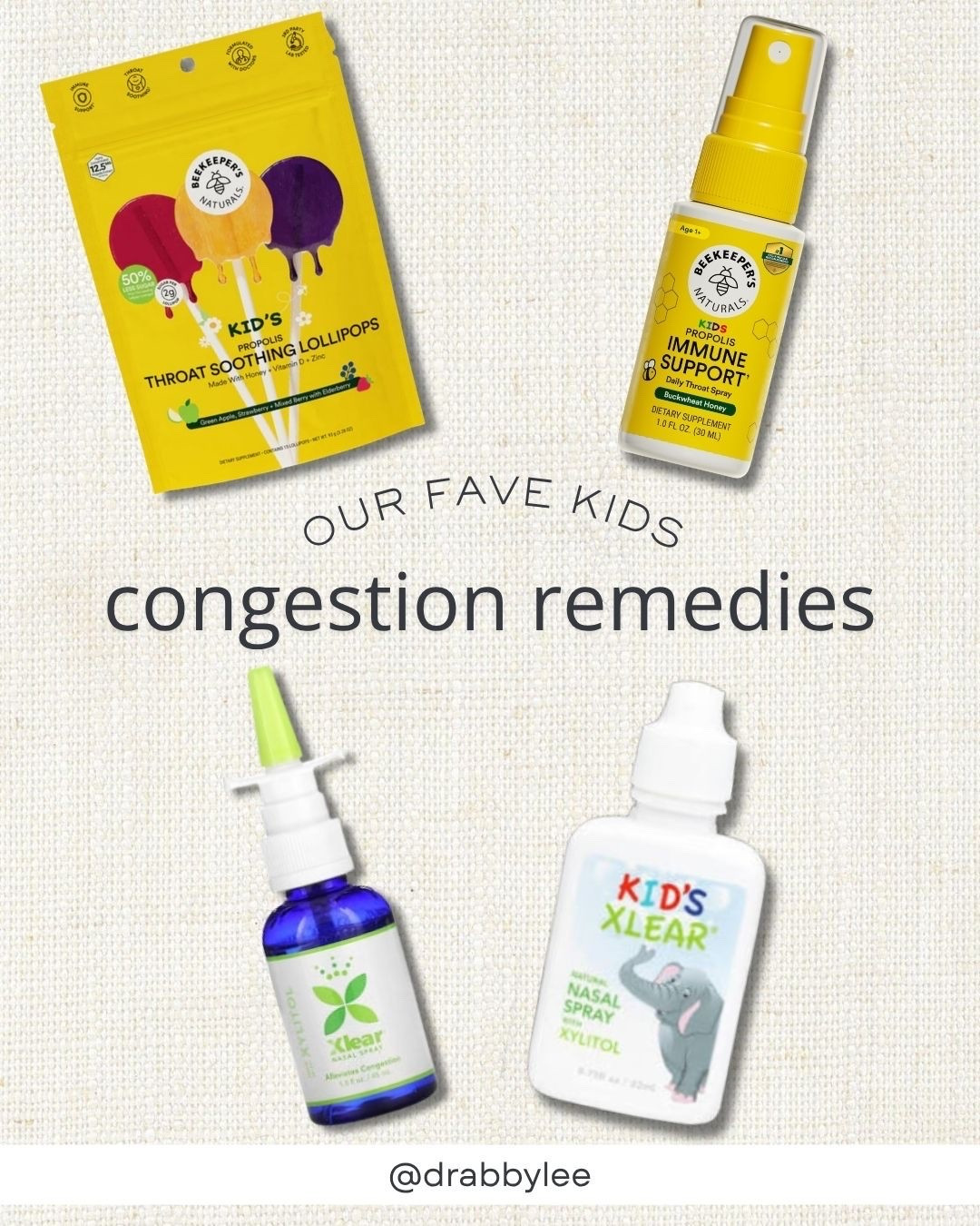 Our go-to kids congestion + stuffy nose essentials 🤍 These are a few of the products I like to keep on hand when one of my kids starts getting sniffly or congested.

From saline + xylitol nasal spray to throat-soothing lollipops and our favorite BeeKeeper’s Naturals kids products, these are the things I’m always glad we already have in the cabinet when we need them.

I linked our exact kids cold + congestion favorites here so you can stock up before the next round of sniffles hits!

#KidsCongestion #StuffyNose #KidsColdRemedies #KidsWellness #NaturalRemedies #HealthyKids #ColdSeason #MomFavorites #KidsEssentials #HealthyFamily

#LTKmomlife #LTKSeasonal #LTKKids