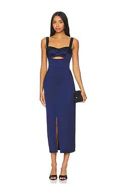 NICHOLAS Gia Corset Midi Dress in Navy from Revolve.com | Revolve Clothing (Global)