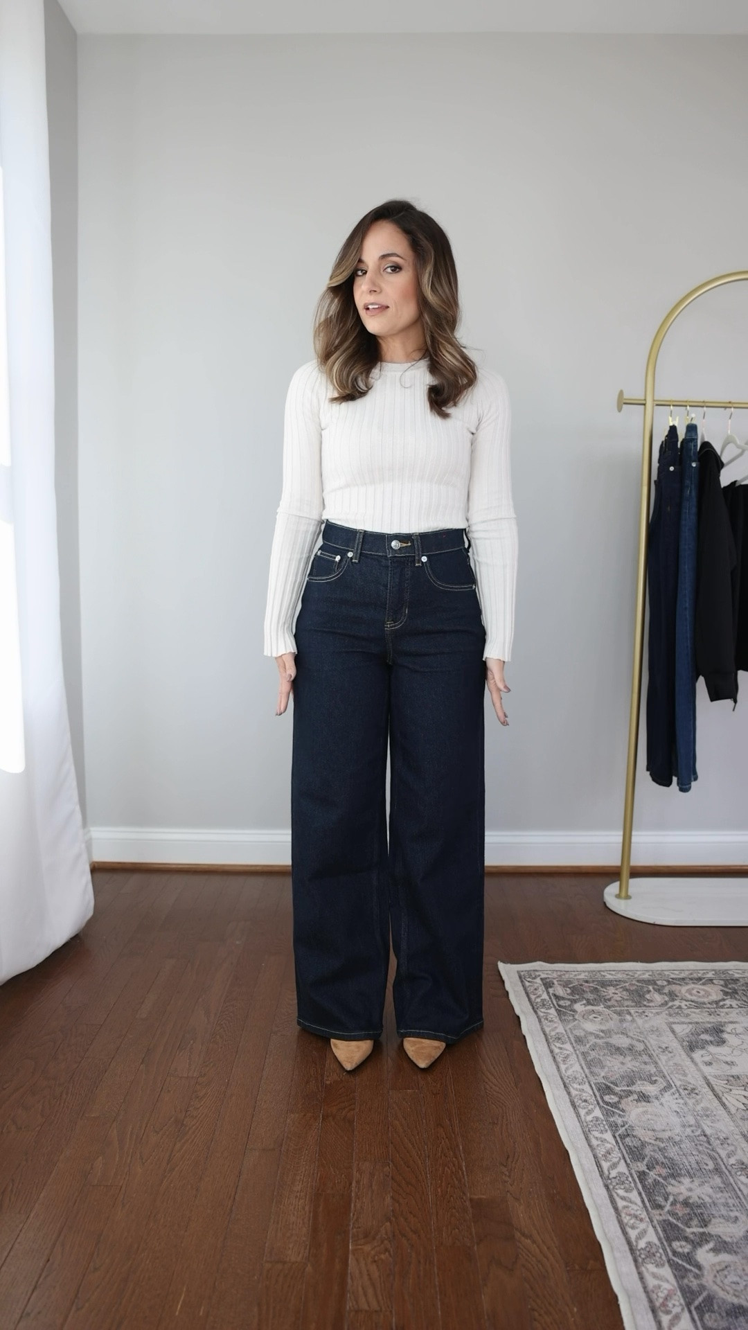 If you’re eyeing some pieces from Spanx while they’re on sale during the exclusive LTK x Spanx sale - here is how a few of their pants and jeans fit me. 

Wide leg jeans: petite xs marina wash 
Slim straight jeans: petite 2 - sized up 
Barrel jeans: petite xs - run large 
Kick flare pants: petite xs 
AirEssentials pants: petite xs 
Sweatshirt: xs 
Ribbed top: xs

#LTKPetite #LTKSaleAlert