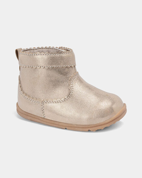Baby Girl Every Step® First Walker Metallic Boots - Gold | Carter's Inc