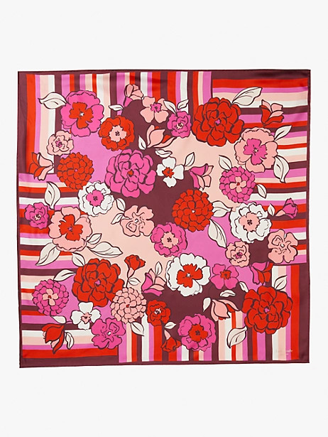 Kate Spade Floral Stripe Silk Square Scarf, Light Cobblestone | Kate Spade (US)