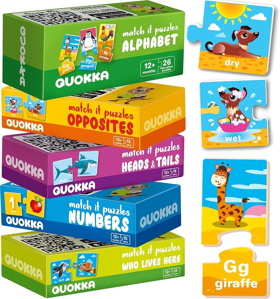 5X MEGASET Toddler Puzzles Ages 2-4 - Matching Games for Kids Ages 3-5 by QUOKKA - Numbers Animal... | Amazon (US)