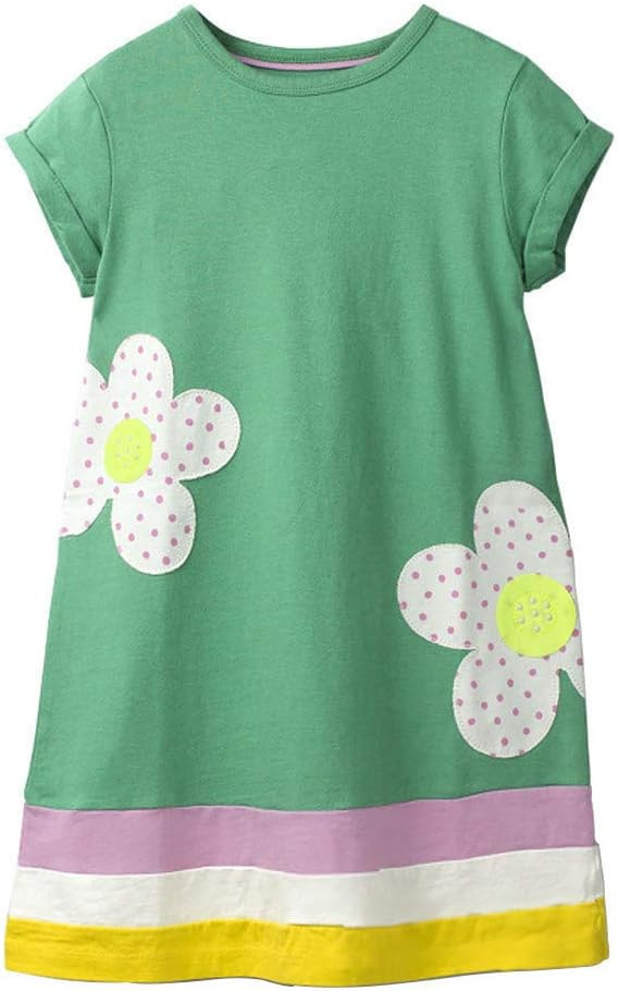 HILEELANG Toddler Girl Cotton Casual Dress Summer Short Sleeve Basic Tunic Playwear Shirt Dresses | Amazon (US)
