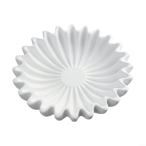 AIDNTBEO Decorative Bowls for Home Decor Handcrafted Resin Fluted Ruffle Bowl Fruit Scalloped Bowl Key Bowl for Entryway Table Console Table Decor (White M) | Amazon (US)
