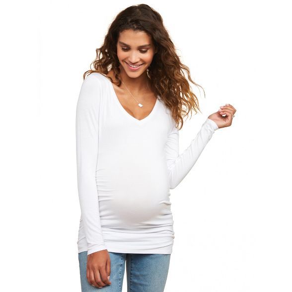 Motherhood Maternity | Long Sleeve Side Ruched Maternity T Shirt | Target