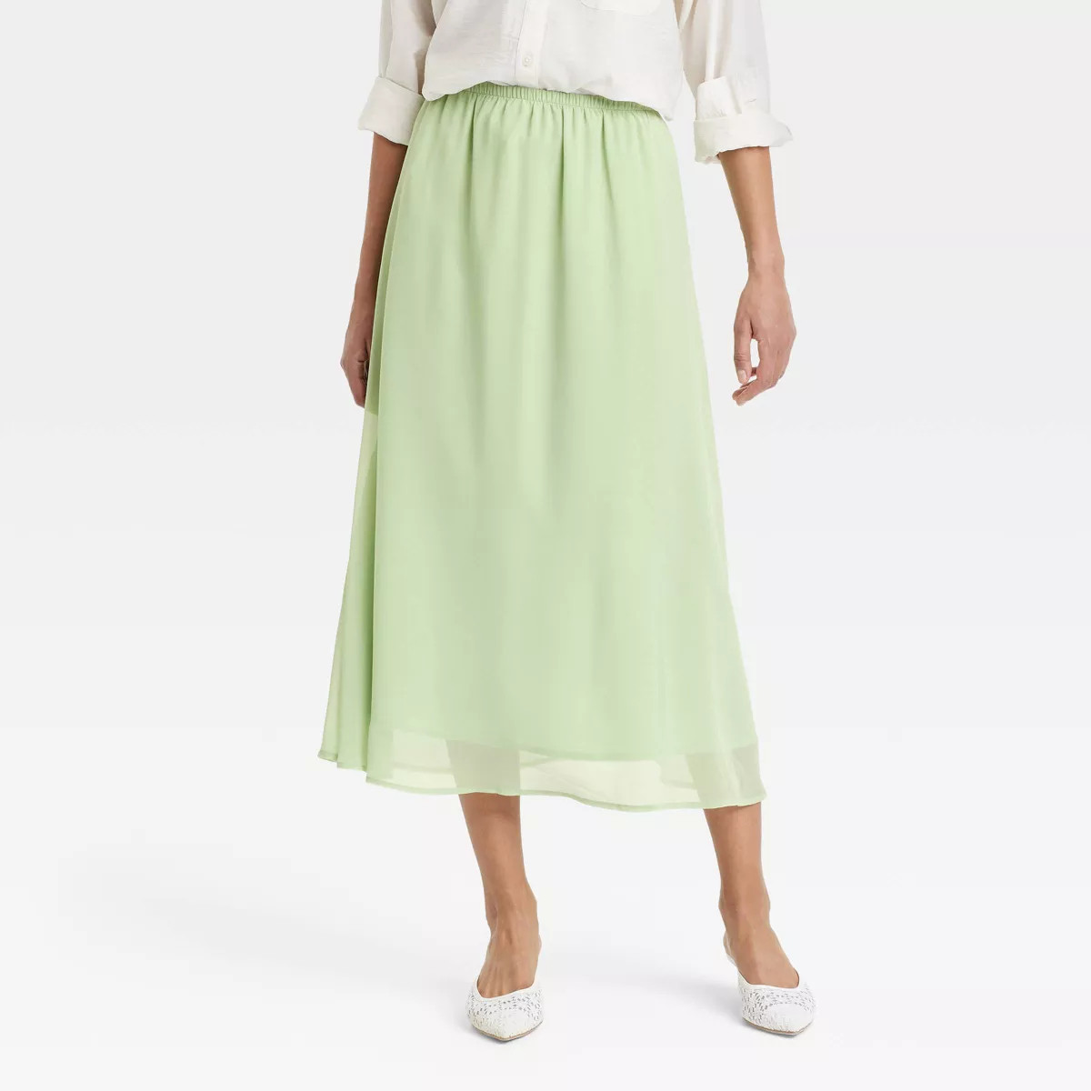 Women's Sheer Maxi A-Line Skirt - A New Day™ Green XS | Target