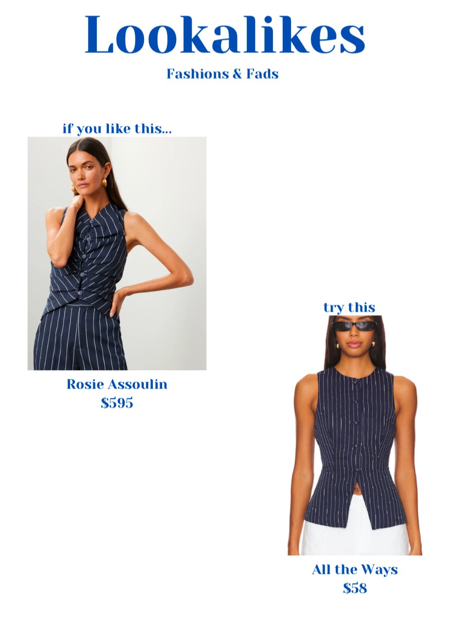 Great dupe!
 
striped top
striped vest
button up top
button down top
rosie assoulin
all the ways
revolve
rent the runway
party top
going out top
dinner outfit
party outfit
drinks outfit
lookalike
dupe

#LTKFindsUnder100 #LTKStyleTip