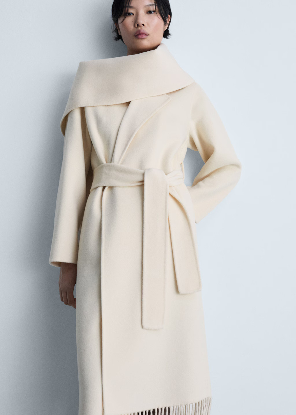 Fringe wool-blend coat - Women | MANGO United Kingdom | MANGO (UK)