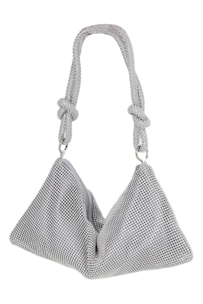 Ran Out Of Love Silver Rhinestone Bag | Pink Lily