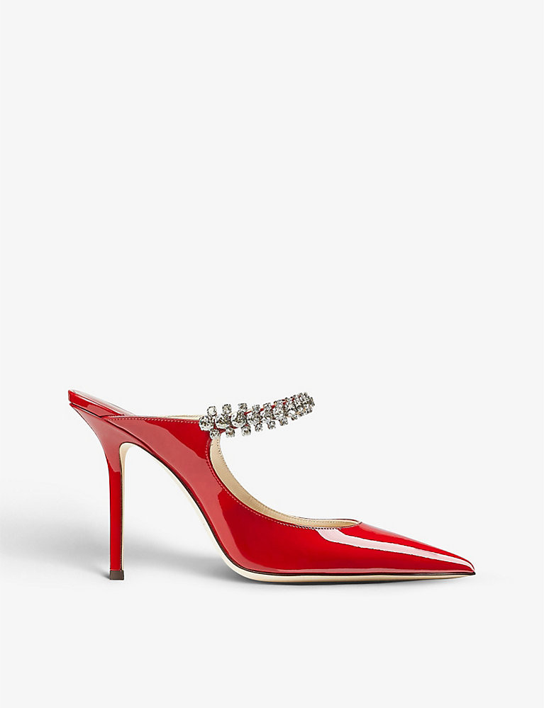 Bing 100 crystal-embellished patent-leather heeled mules | Selfridges