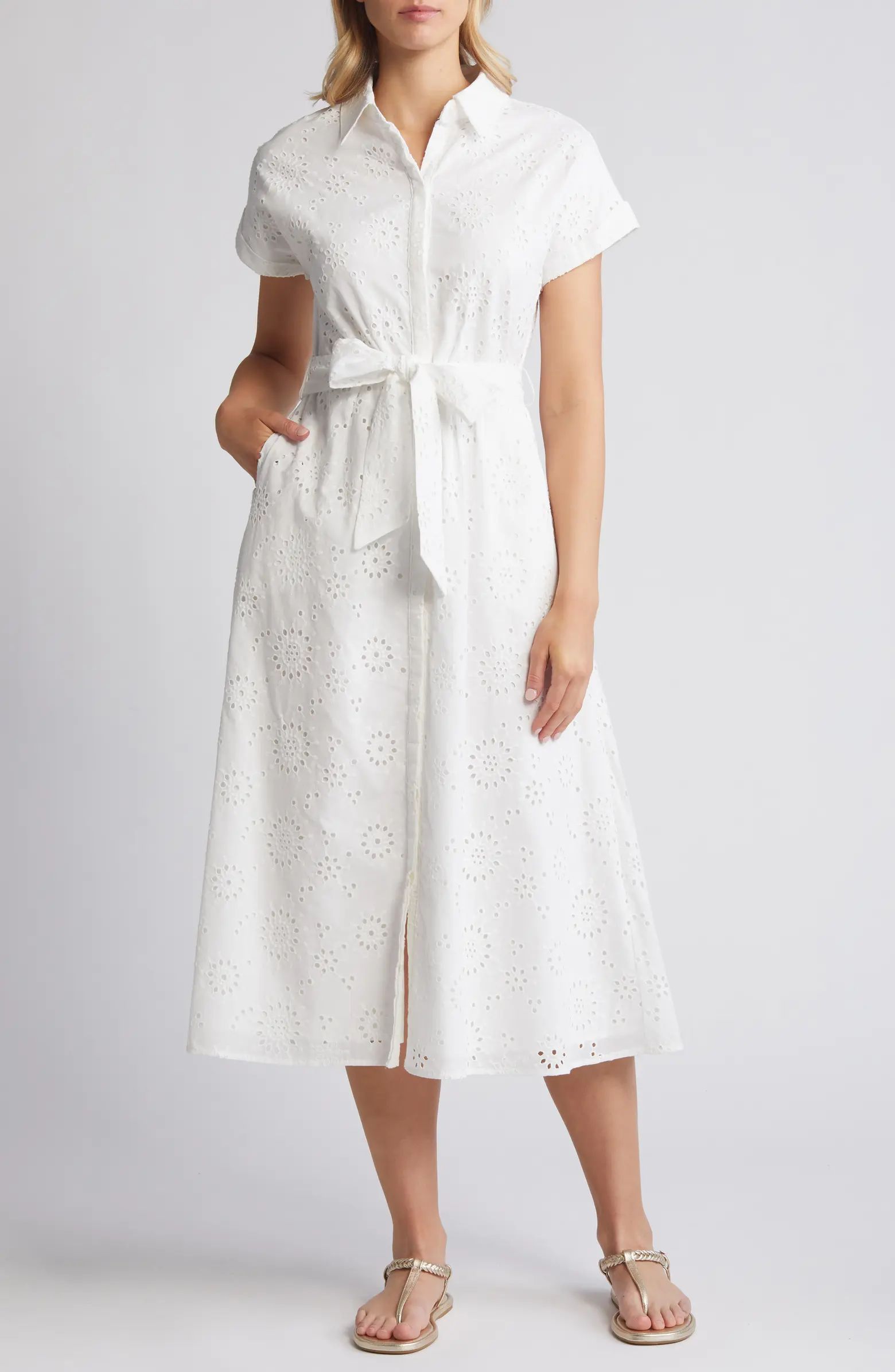 Eyelet Embroidery Cotton Shirtdress | Nordstrom