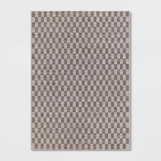 Heathered Checks Outdoor Rug Charcoal  - Threshold™ | Target