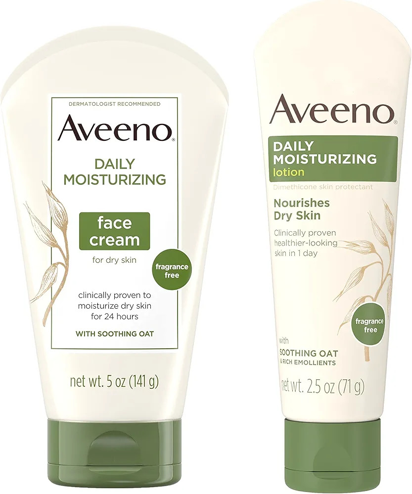 Aveeno Daily Moisturizing Fragrance-Free Face & Neck Cream, Oat Facial Moisturizer for Dry Skin, ... | Amazon (US)