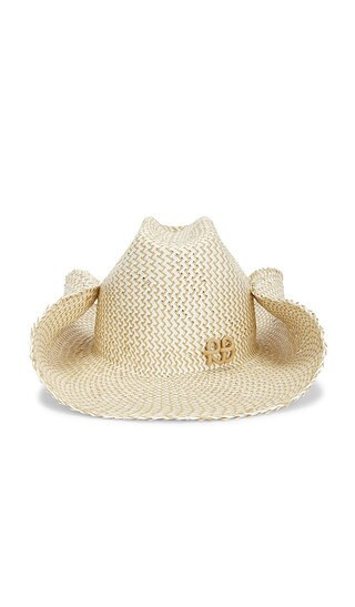 Ruslan Baginskiy COWBOYHUT MONOGRAM-EMBELLISHED STRAW COWBOY HAT in Beige. Größe S. Also in XS, XL. | Revolve Clothing (Global)
