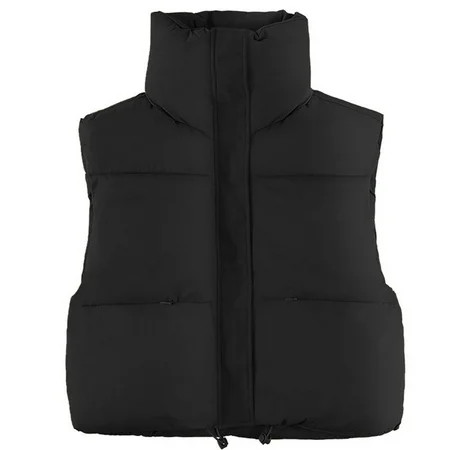 Womens Puffer Vest Lightweight Practical Vest Solid color Snug Neck-Friendly Women s Vests Black XS | Walmart (US)
