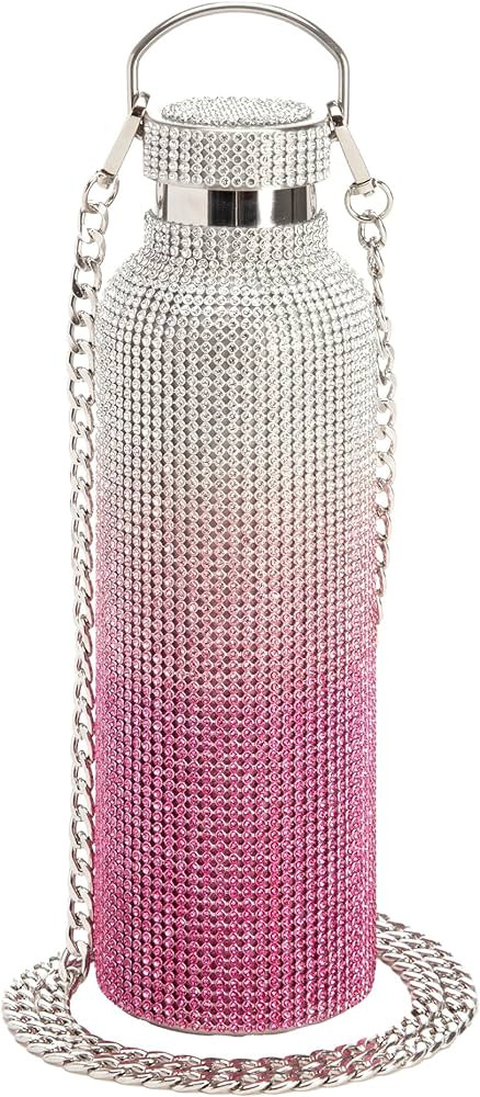 Paris Hilton Diamond Bling Water Bottle With Lid And Removable Carrying Strap, Stainless Steel Va... | Amazon (US)