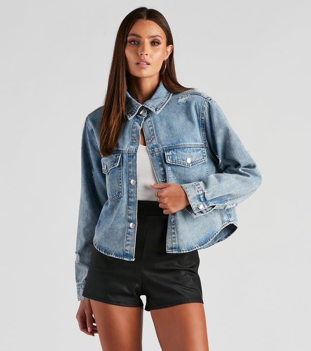 Your Favorite Crop Denim Shacket | Windsor Stores