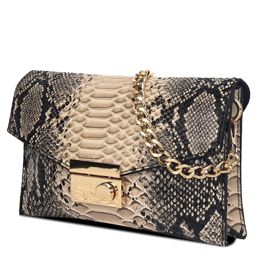 Women's Retro Chain Shoulder bag Snake Print Purse, Leather Crossbody Bag Handbag Evening Bag,Env... | Amazon (US)