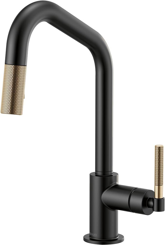 Brizo 63063LF-BLGL Litze Pull-Down Faucet with Angled Spout and Knurled Handle In Matte Black/Lux... | Amazon (US)