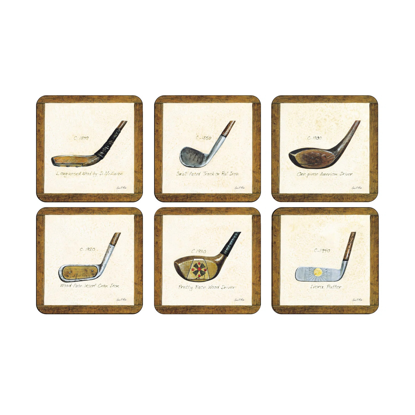 Pimpernel a History of Golf Coasters S/6 4"X 4" | Birch Lane