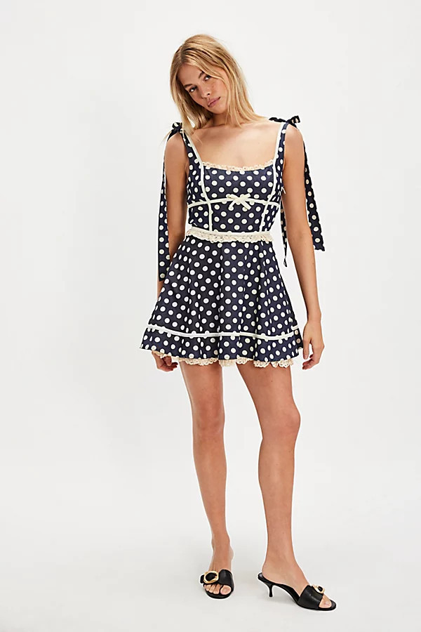 For Love & Lemons Dolly Denim Dot Mini Dres | Free People (Global - UK&FR Excluded)