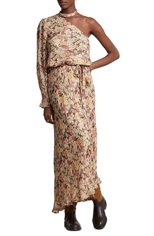 Polo Ralph Lauren Micele Floral Print One-Shoulder Single Sleeve Maxi Dress in Fall Floral at Nordst | Nordstrom
