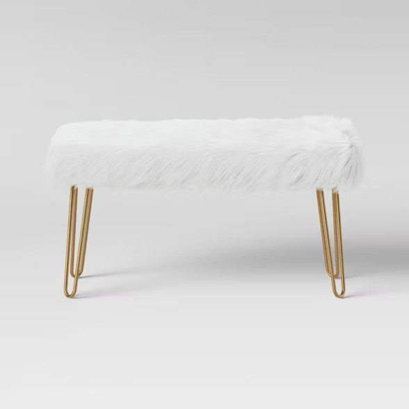 Radovre Hairpin Bench Faux Fur White - Project 62™ | Target
