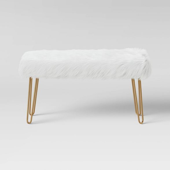 Radovre Hairpin Bench Faux Fur White - Project 62™ | Target