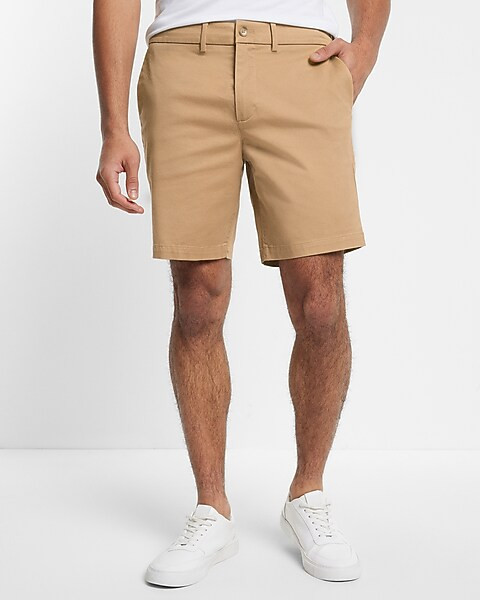 Solid 8" Hyper Stretch Chino Shorts | Express