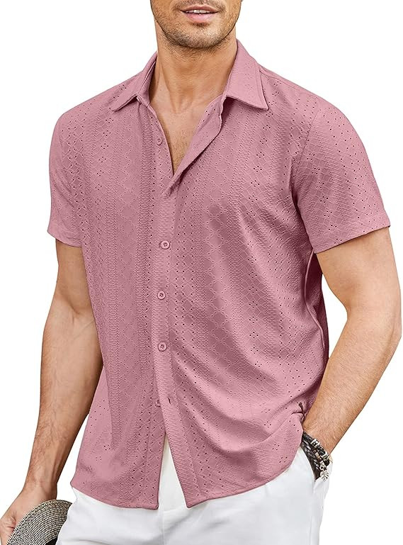 COOFANDY Mens Button Down Beach Shirt Short Sleeve Casual Vacation Shirts Summer Tropical Shirts ... | Amazon (US)