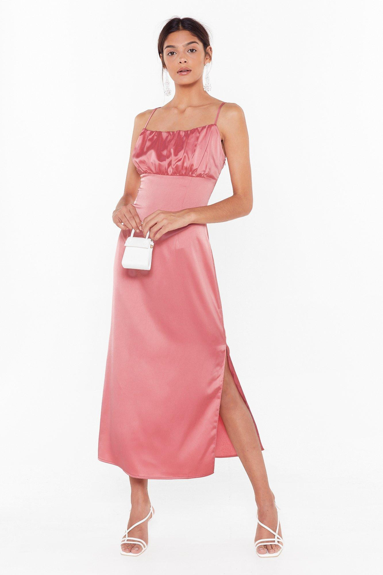 Womens Don't Ruche Into Things Satin Maxi Dress - Blush | NastyGal (US & CA)