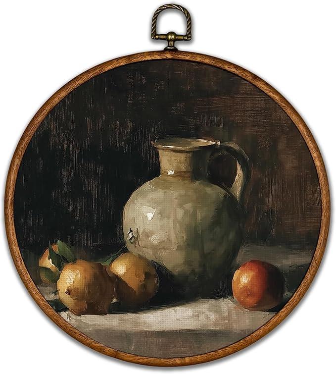 BCUANGD Vintage Jarjar Round Wall Art Decor - Retro Food Still Life Wall Art Canvas Frame Artwork... | Amazon (US)