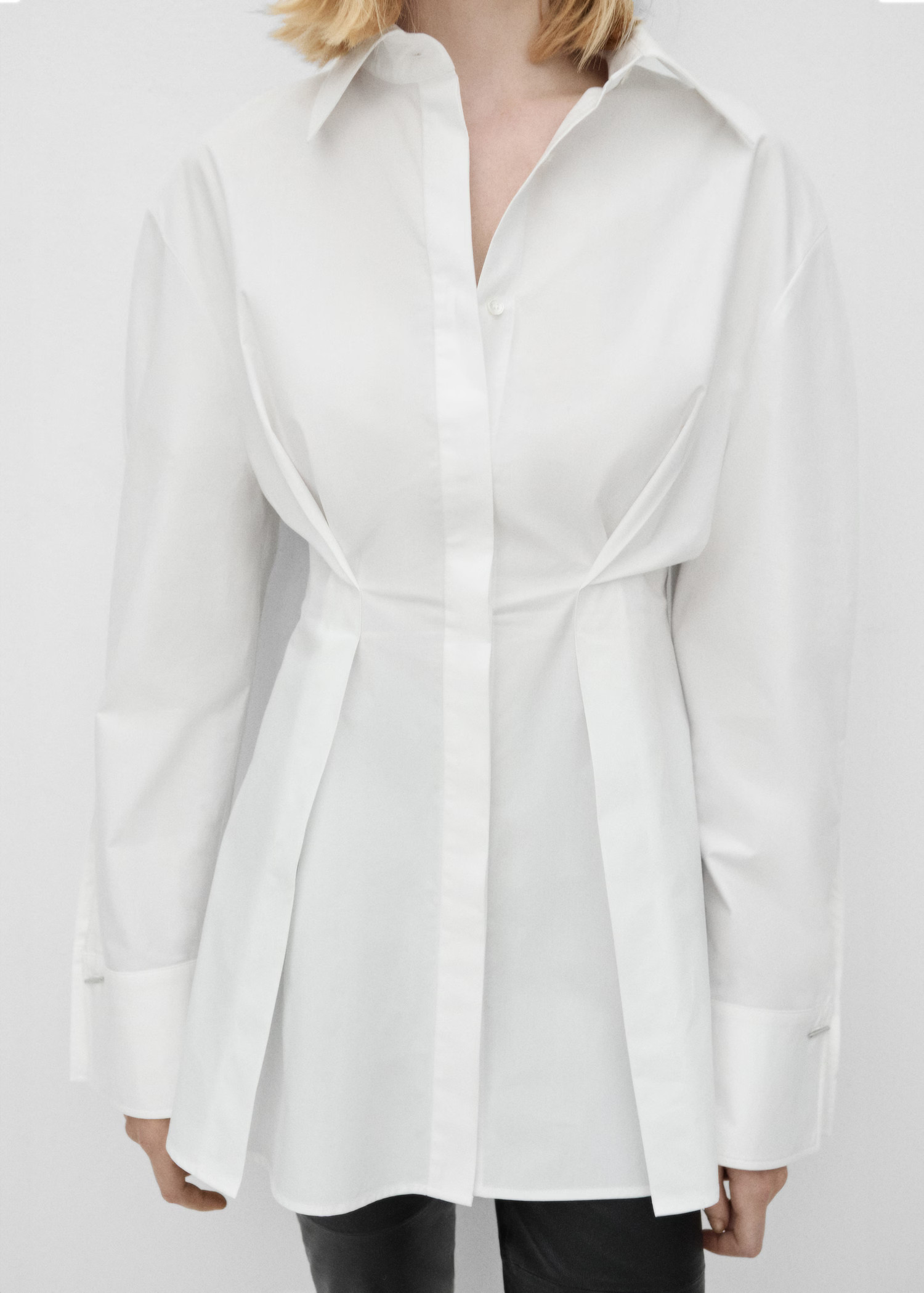 100% cotton pleated shirt - Women | MANGO USA | Mango (US/MX/AU)