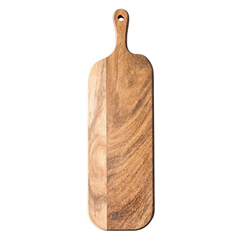 JF JAMES.F Acacia Wood Serving Board with Handle, 16.1x4.7x0.6 Inch Long Chopping Board Wooden Cheese Board Charcuterie Boards Wood Board for Food Bread Fruit | Amazon (UK)