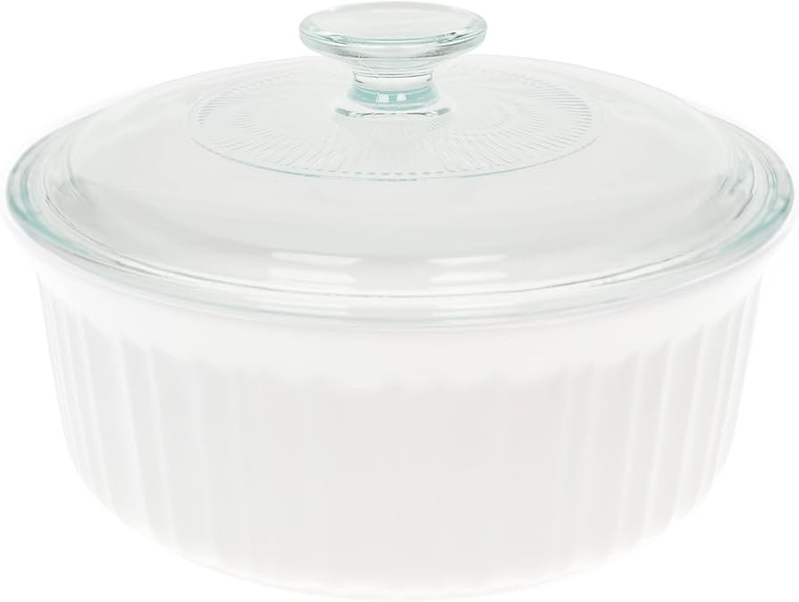 CorningWare FS5 1.5qt/1.4L Round French White Casserole Dish & G-5C 1.5qt French White Fluted Gla... | Amazon (US)