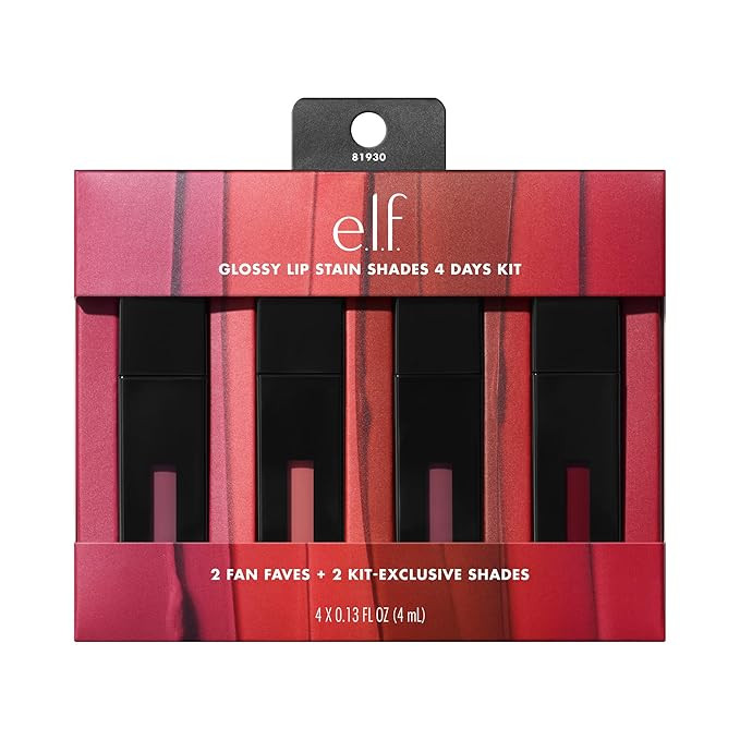 e.l.f. Glossy Lip Stain Shades 4 Days Kit, Long-Lasting Lip Stains For A Sheer Pop Of Color & Sub... | Amazon (US)