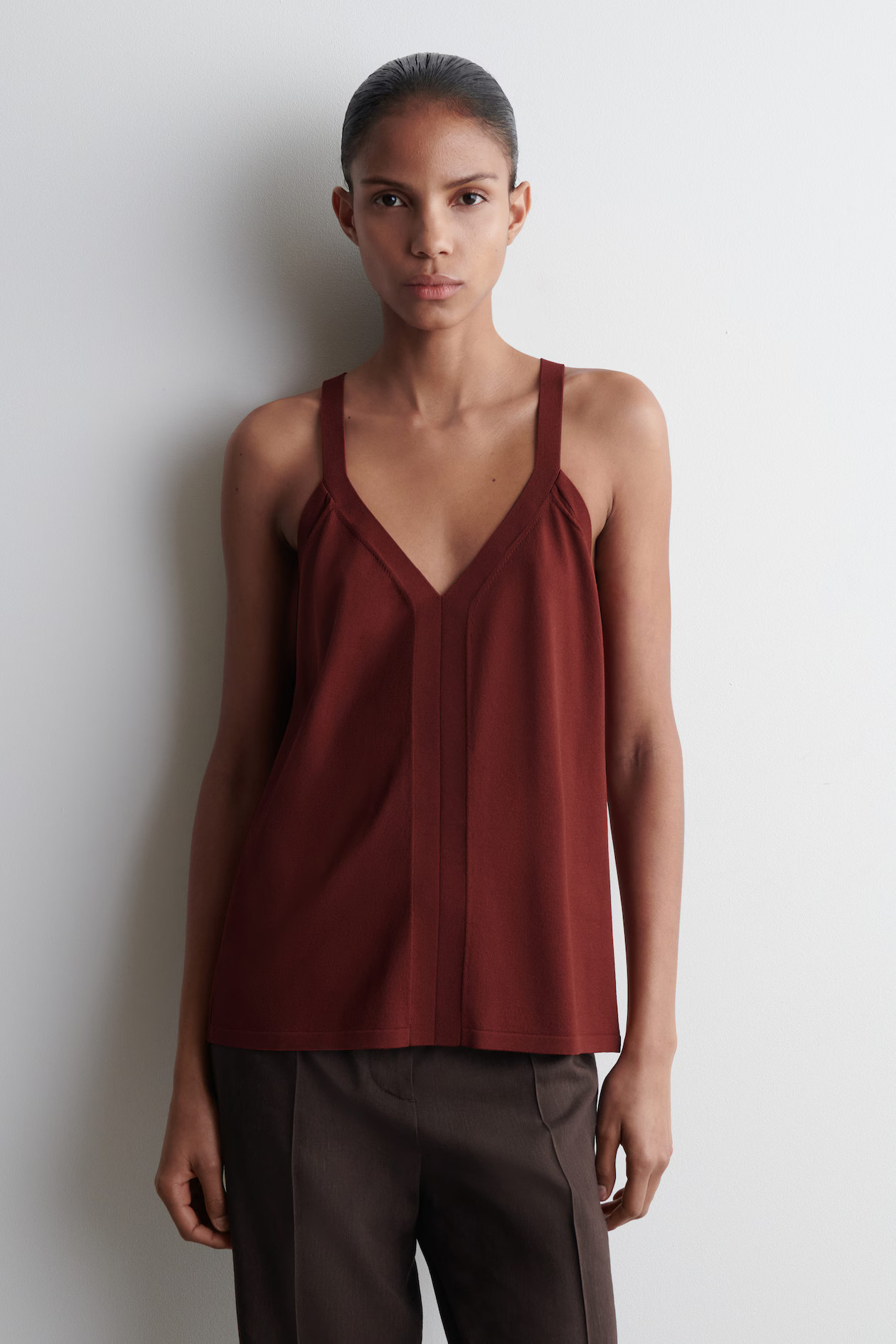 KNITTED V-NECK TANK TOP - DARK RED | COS | COS UK