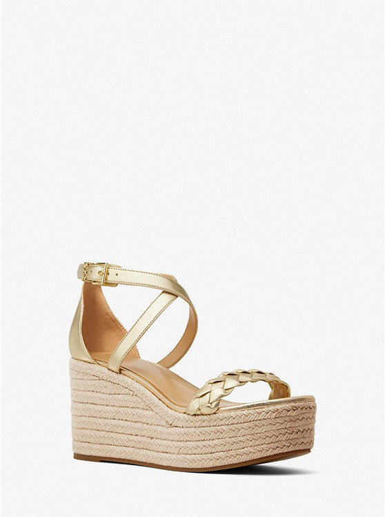 Serena Metallic Faux Leather Wedge Sandal | Michael Kors US