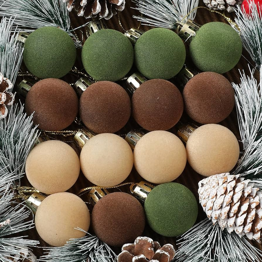 Liliful 15 Pcs Velvet Christmas Balls Bulk Flocked Christmas Tree Ball Ornaments Plastic Balls Xm... | Amazon (US)