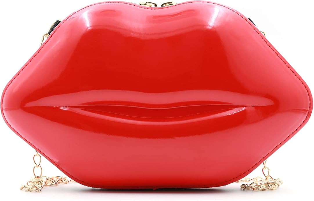 QiMing Lip Purse Evening Bag,PU Banquet Crossbody Shoulder Bag for Women | Amazon (US)