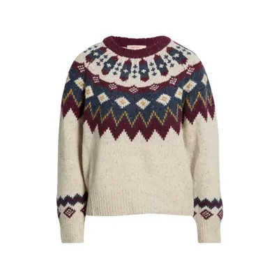 Marine Layer Donegal Fair Isle Crewneck Sweater in Oatmeal at Nordstrom, Size X-Large | Nordstrom