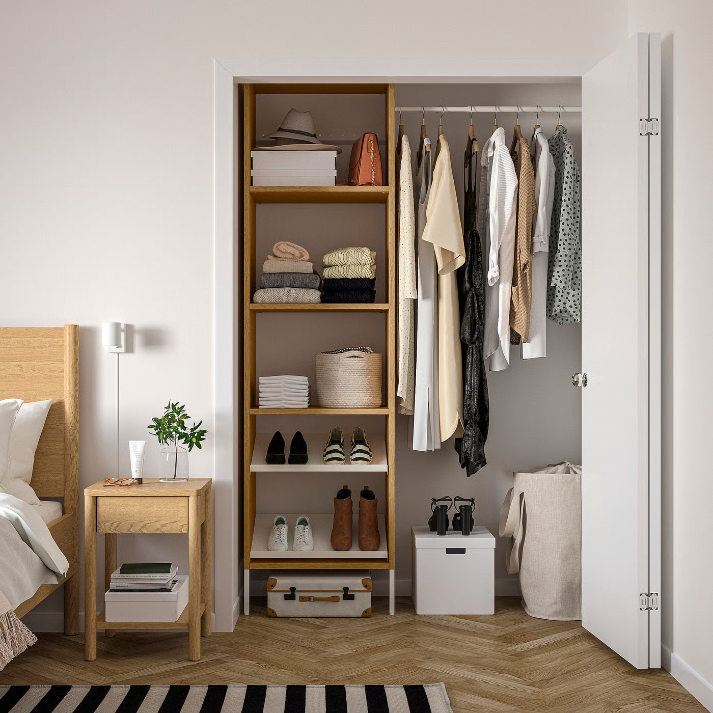 IKEA AURDAL wardrobe combination, oak veneer/white, 47-60x15 3/4x87 | IKEA US