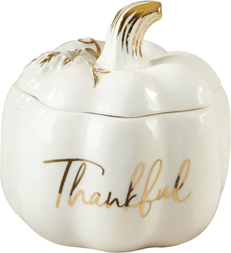 Kate Aspen Thankful White Pumpkin Decorative Bowl - Jewelry Holder/Candy Dish, Fall Decor, Home D... | Amazon (US)