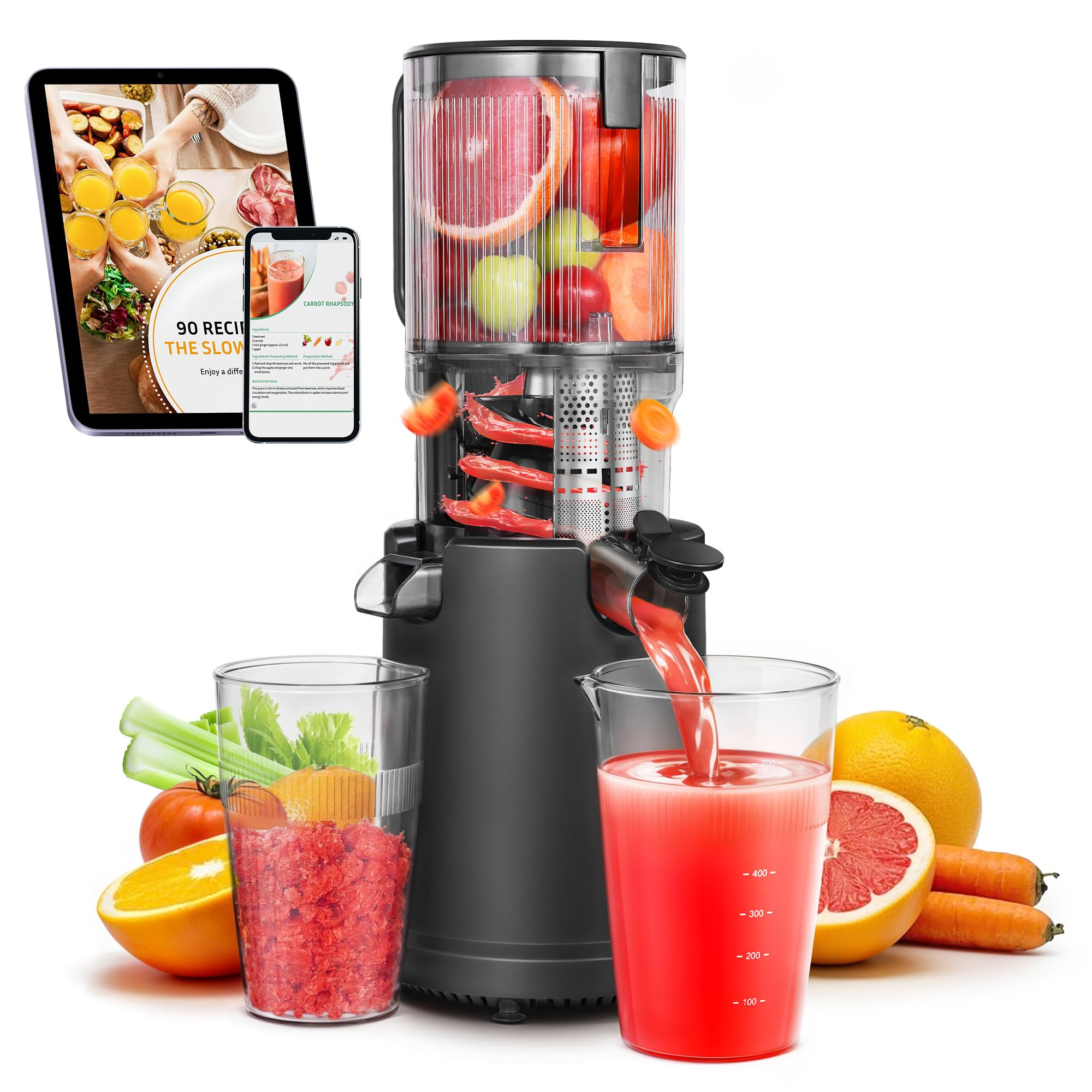 Slow Cold Press Juicer Machine: Electric Masticating Juicer Extractor Easy Clean - Whole Fruit Ve... | Amazon (US)