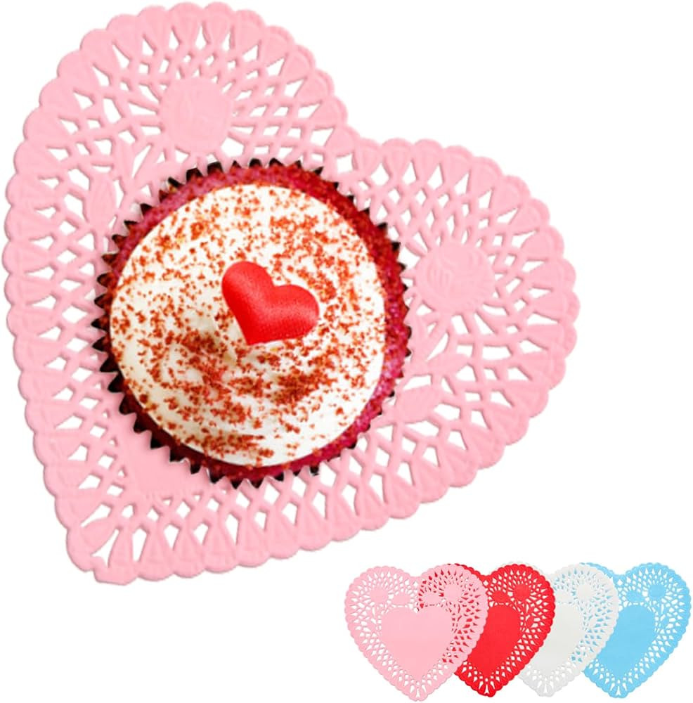 200 PCS Paper Hearts Doilies, 4 inch Heart-Shaped Cutouts Lace Doilies for Crafts, Valentines Day... | Amazon (US)