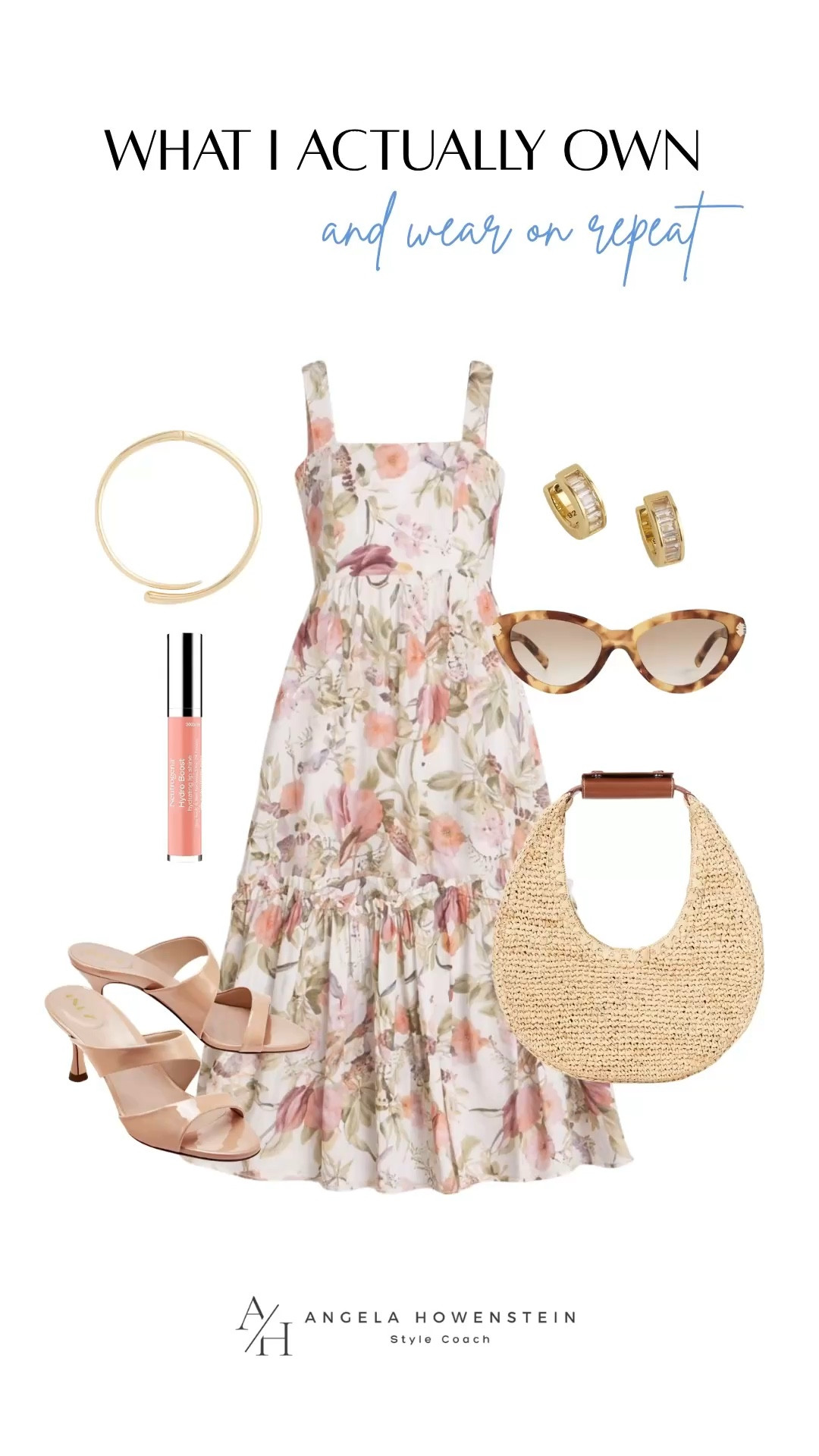 Feminine floral dress outfit with neutral heels.

#LTKOver40 #LTKootd